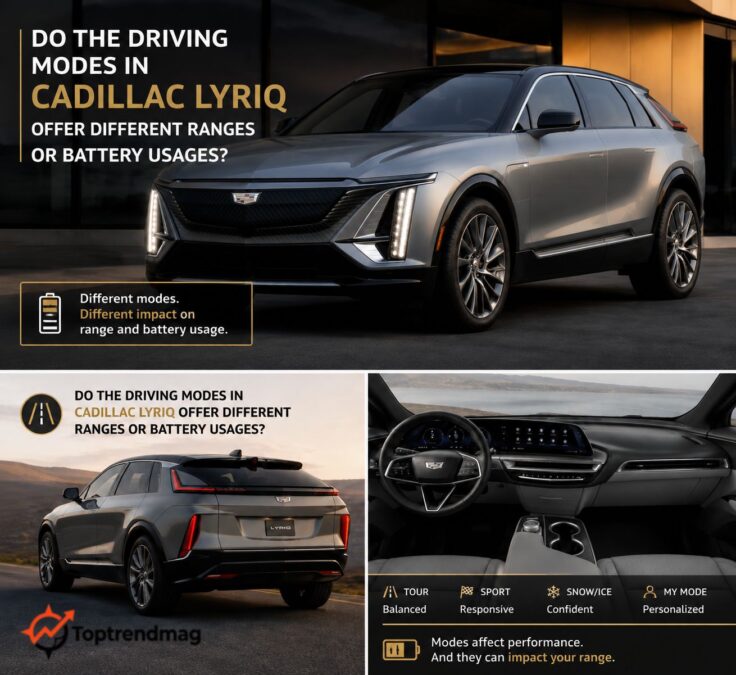 do the driving modes in cadillac lyriq offer different ranges or battery usages?